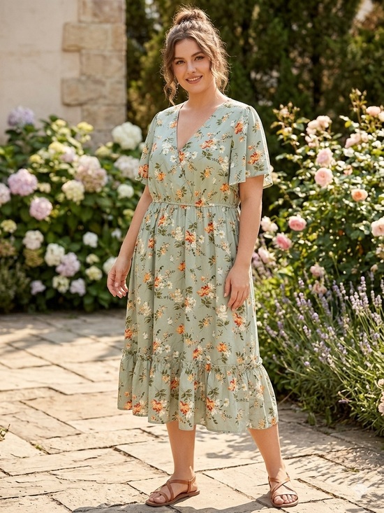 BloomChic Dresses & Skirts - BloomChic Sage Green Floral Midi Dress